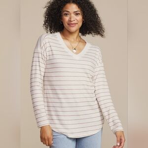NWT Maurices 2x Striped V Neck Long Sleeved Soft Top